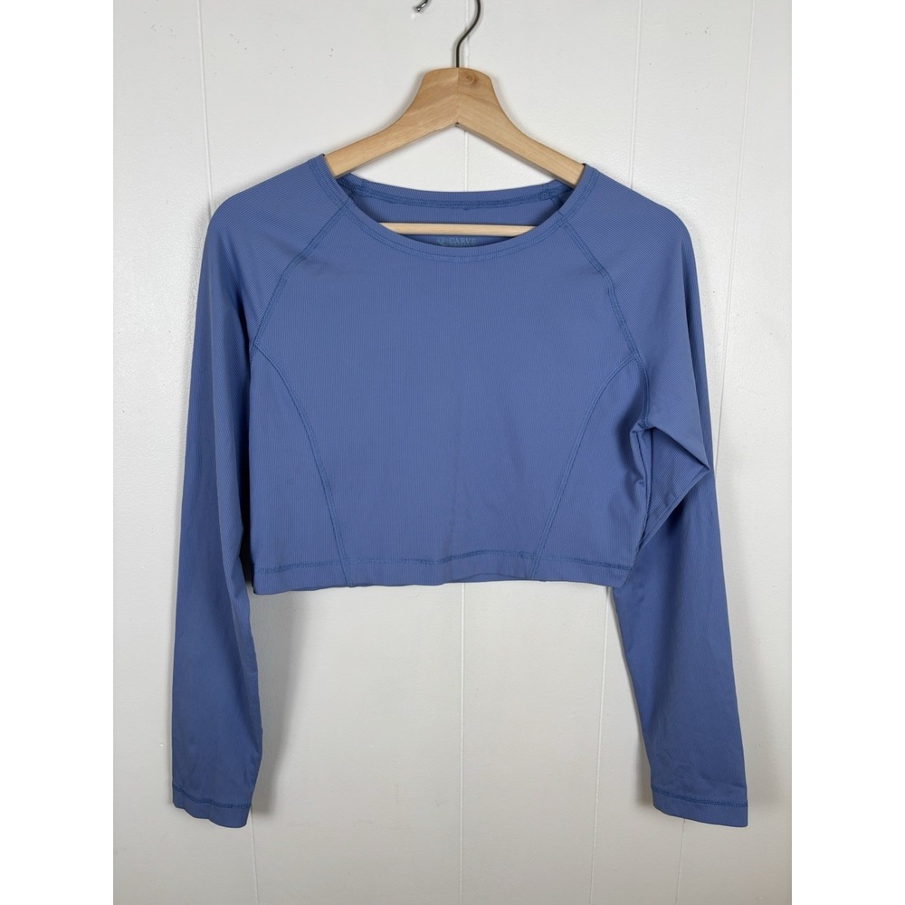 Carve Designs Sz‎ Medium Periwinkle Blue Beach Activewear Cropped Top Ribbed